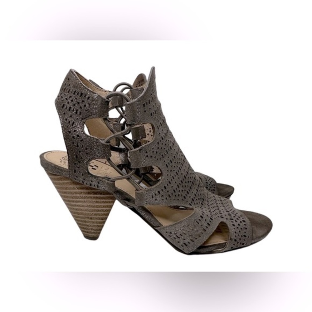 Vince‎ Camuto Metallic Taupe Eadon Heeled Sandals.  Gentle Used Condition!